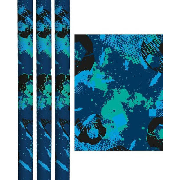 RIFF - Kaftpapier & Cadeaupapier - 2m x 70 cm - Blauw - 3 Rollen