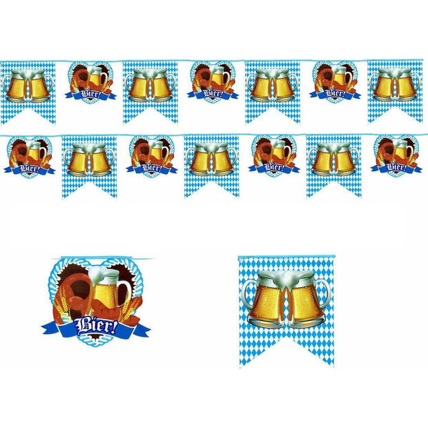 Bier Vlaggenlijn XL Formaat - Oktoberfest - 6 Mtr - 2 Stuks - Blauw