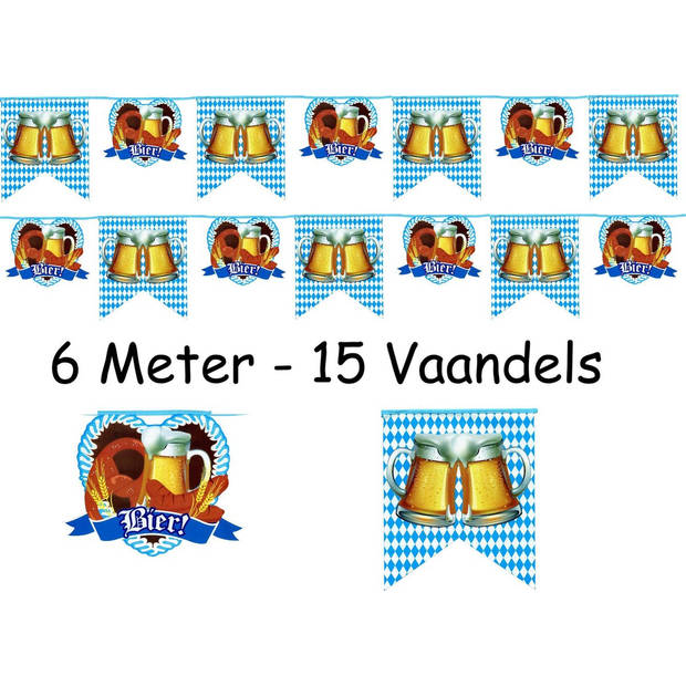 Bier Vlaggenlijn XL Formaat - Oktoberfest - 6 Mtr - 2 Stuks - Blauw