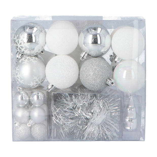 4goodz 44-delige Decoratieve Kerstballenset Wit - binnen en buiten