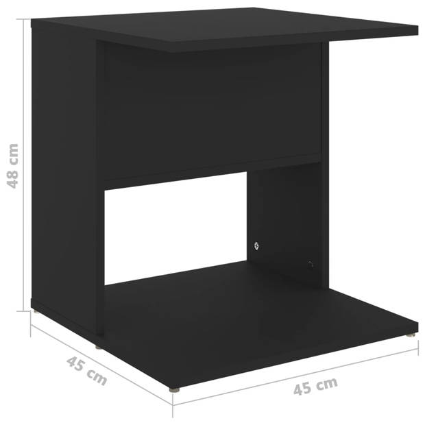 vidaXL Bijzettafel 45x45x48 cm bewerkt hout zwart
