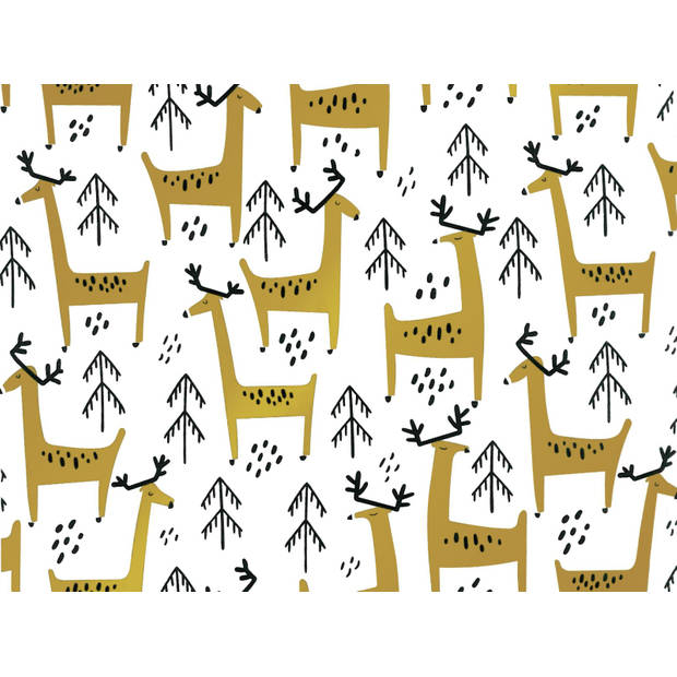 GOLDEN WINTERTIME assortiment cadeaupapier inpakpapier voor kerstmis - 200 x 70 cm - 6 rollen