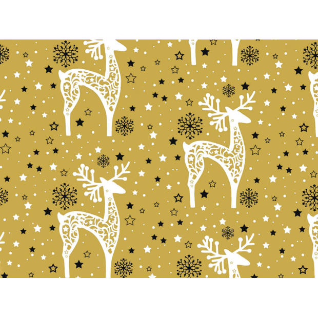 GOLDEN WINTERTIME assortiment cadeaupapier inpakpapier voor kerstmis - 200 x 70 cm - 6 rollen