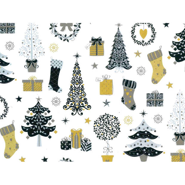 GOLDEN WINTERTIME assortiment cadeaupapier inpakpapier voor kerstmis - 200 x 70 cm - 6 rollen