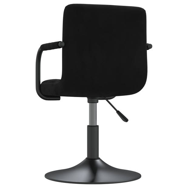 The Living Store Draaibare Eetkamerstoelen - Fluweel - 48 x 47 x (71-85.5) cm - Zwart