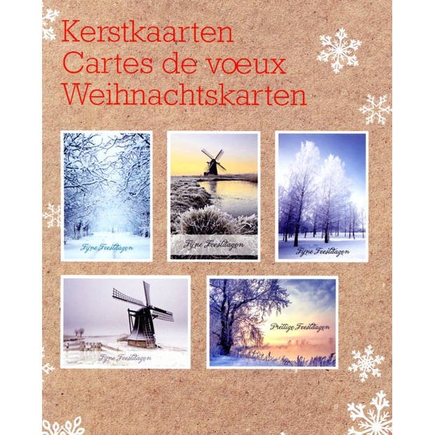 Assortiment Kerstkaarten Met Winteraanzicht - 10 kaarten Met Envelop - 5 Designs