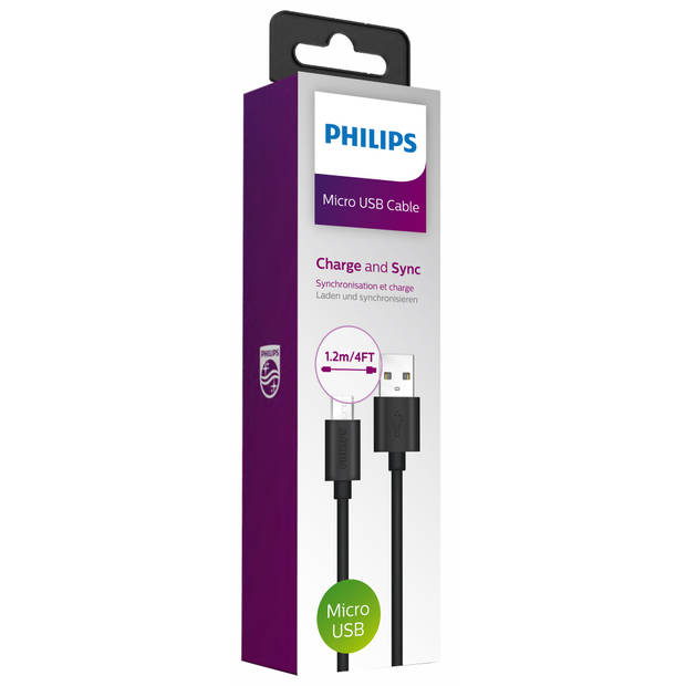 Philips USB-Kabel 2.0 - DLC3104U/00 - USB-A naar Micro-USB - Lengte: 1,2 Meter