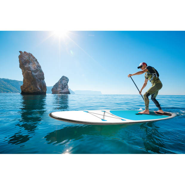 SUP Board - Opblaasbaar Paddle Board - Complete Set - 305 x 71 CM - Max. 100KG - Blauw/Wit