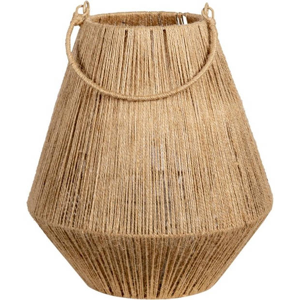 Clayre & Eef Windlicht Ø 26x31 cm Bruin Jute Rond Kaarsenhouder Bruin Kaarsenhouder