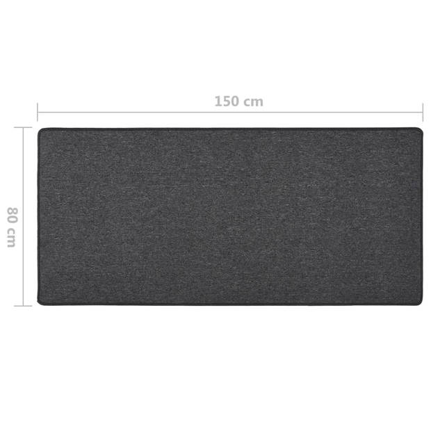 The Living Store Tapijtloper Antraciet Genaaldvilte 80x150 cm - Geluiddempend - Anti-slip - Warm