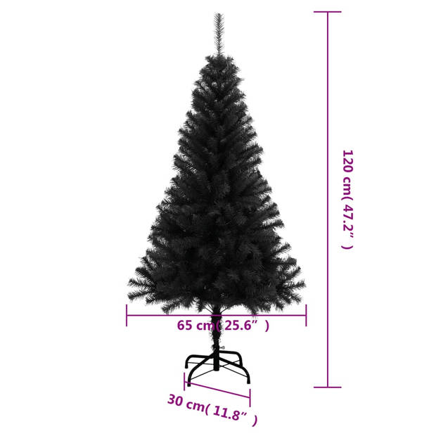 vidaXL Kunstkerstboom met standaard 120 cm PVC zwart