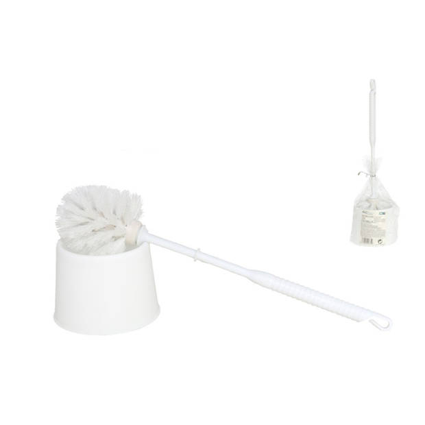 Toiletborstel kunststof -Toiletborstel in houder - Wc borstel - borstel - Roestvrij - WitProduct breedte 10.5x 33x 6 cm