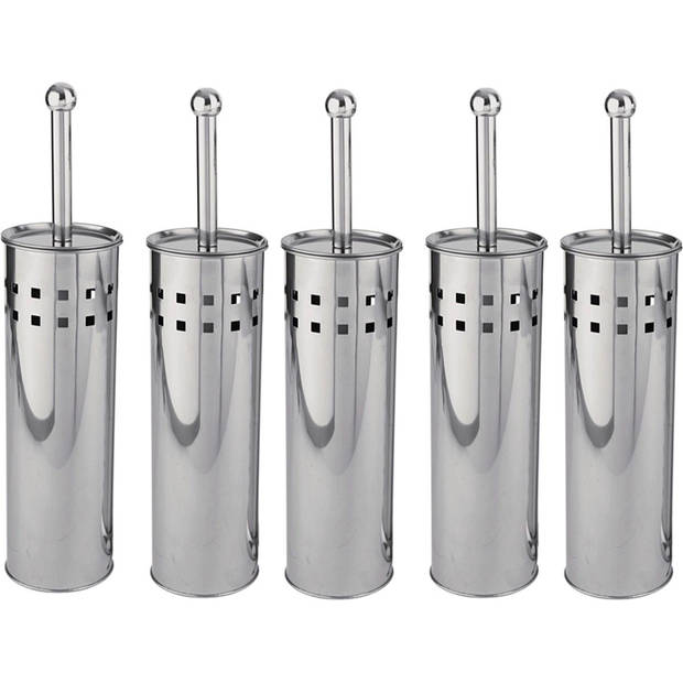 5 Pieces Toilet Brush Stainless Steel - Toilet Brush Stainless Steel - Stainless Steel Toilet Brush in Holder - Toilet