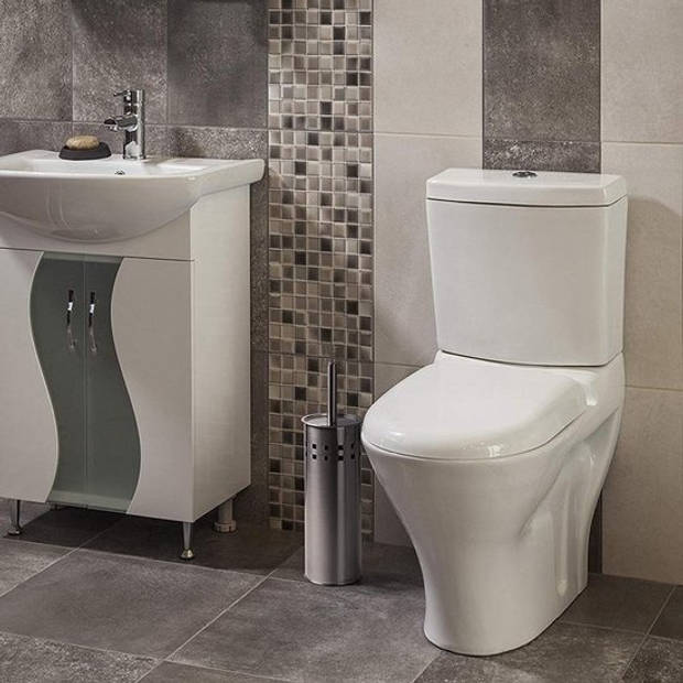 4 Stuks Toiletborstel RVS- geborsteld RVS - Wcborstel - RVS Toiletborstel in houder - Toiletborstelhouder - Wc borstel