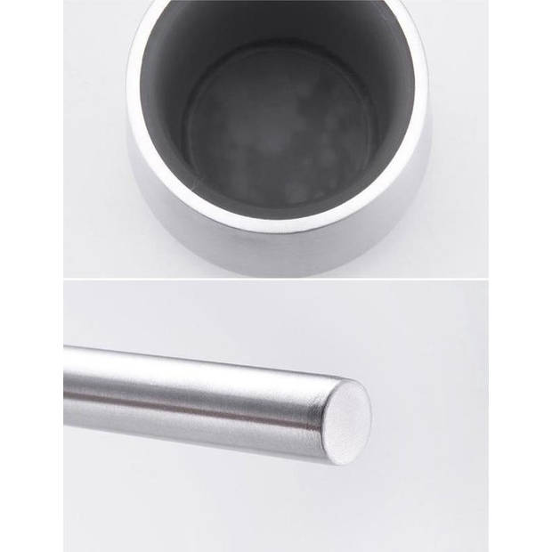 3 X Toiletborstel RVS - Wcborstel RVS Toiletborstel in houder Toiletborstel met houder vrijstaand - RVS geborsteld
