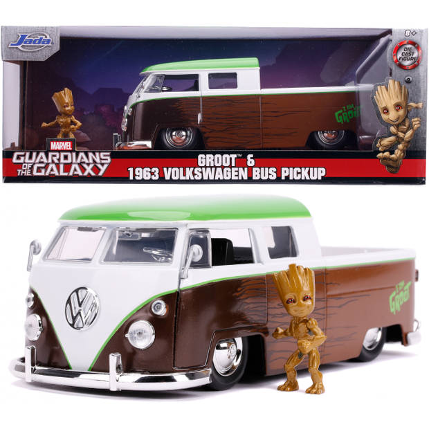 JADA auto Marvel Groot 1963 VW Bus Pickup 1:24 die-cast bruin