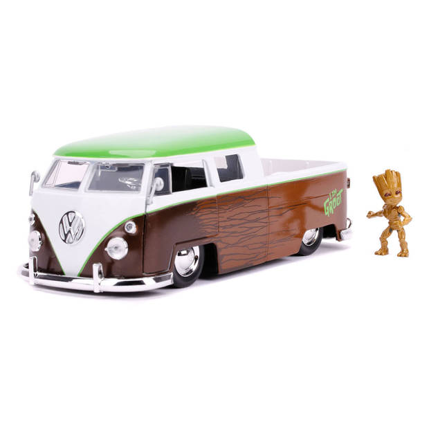 JADA auto Marvel Groot 1963 VW Bus Pickup 1:24 die-cast bruin