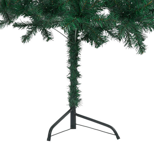 The Living Store Hoekkerstboom 120 cm - PVC en staal - Groen - 45 cm breed - Levensecht - Staal standaard -