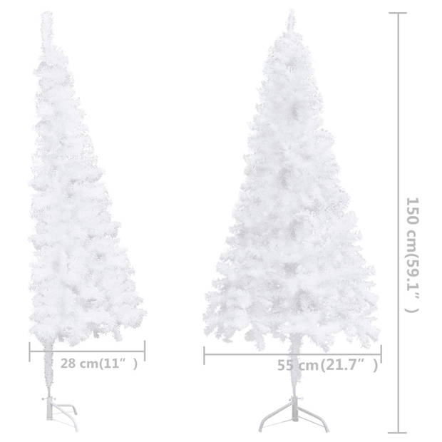 vidaXL Kunstkerstboom hoek 150 cm PVC wit