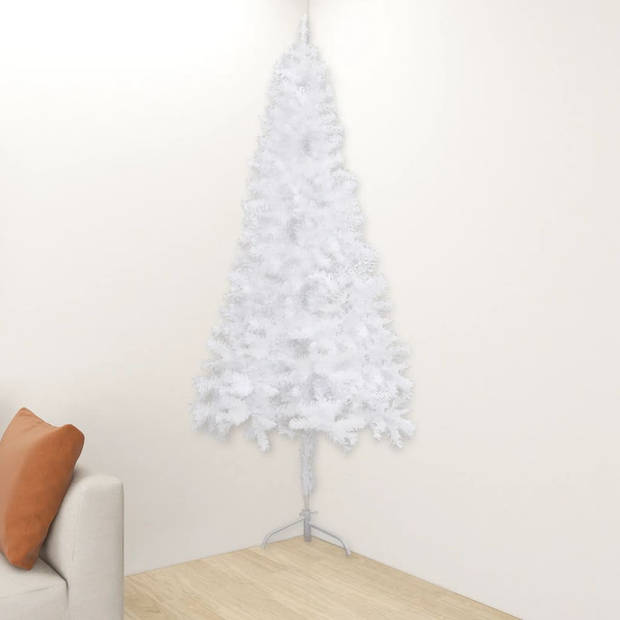 The Living Store Hoekkerstboom PVC 240 cm - Wit - 525 uiteinden