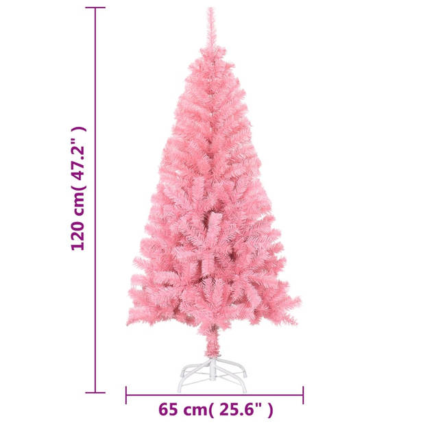 vidaXL Kunstkerstboom met standaard 120 cm PVC roze