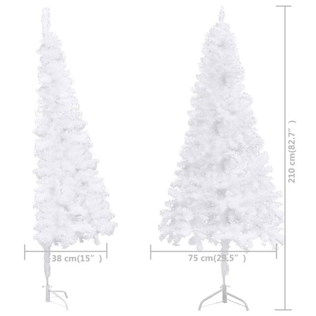 vidaXL Kunstkerstboom hoek 210 cm PVC wit