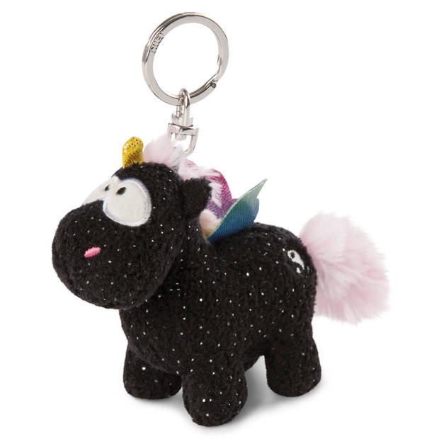 Nici sleutelhanger Unicorn Yin 9 x 10 cm polyester zwart/roze