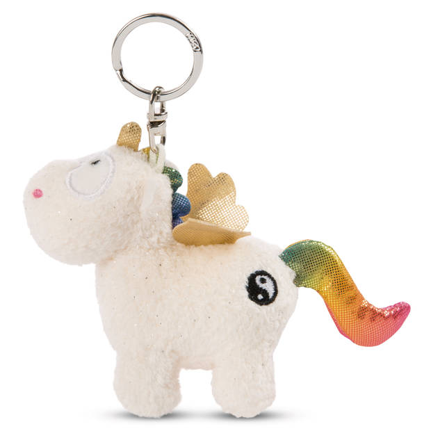 Nici sleutelhanger Unicorn Yang 9 x 10 cm polyester wit/goud