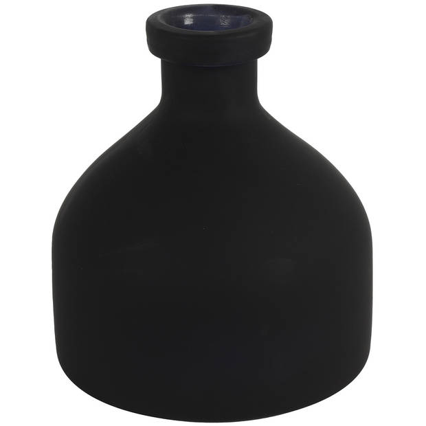 Countryfield Bloemenvaas Low Bottle - mat zwart - glas - D18 x H20 cm - Buikfles - Vazen