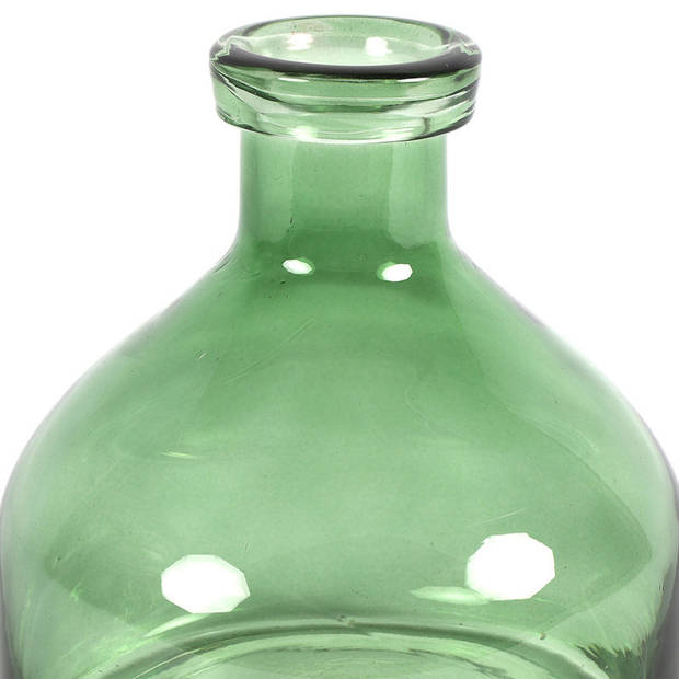 Countryfield Bloemenvaas Low Bottle - transparant groen - glas - D18 x H20 cm - Buikfles - Vazen