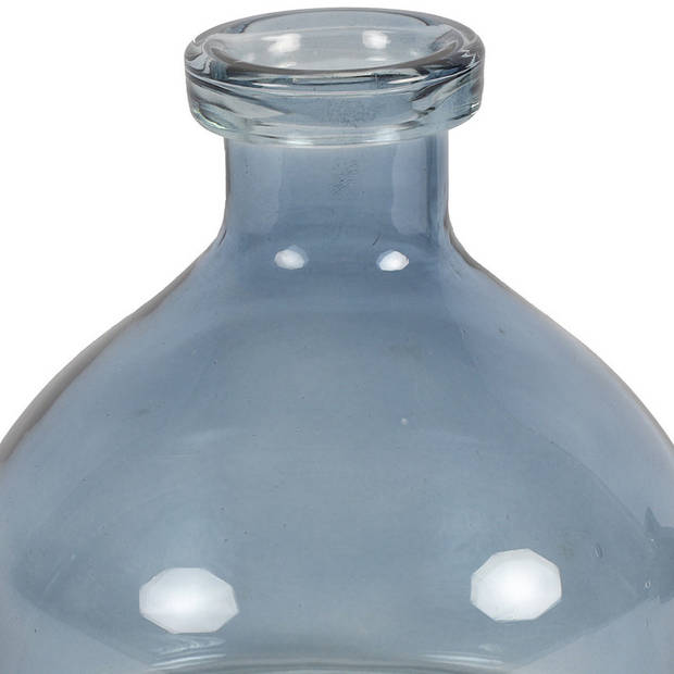 Countryfield Bloemenvaas Low Bottle - transparant blauw - glas - D18 x H20 cm - Buikfles - Vazen