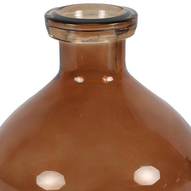 Countryfield Bloemenvaas Low Bottle - transparant bruin - glas - D18 x H20 cm - Buikfles - Vazen