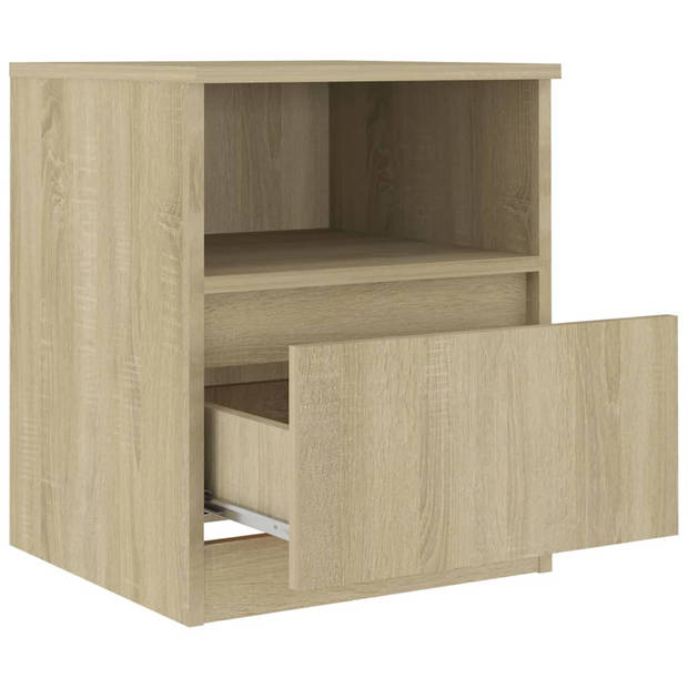 vidaXL Nachtkastjes 2 st 40x40x50 cm bewerkt hout sonoma eikenkleurig