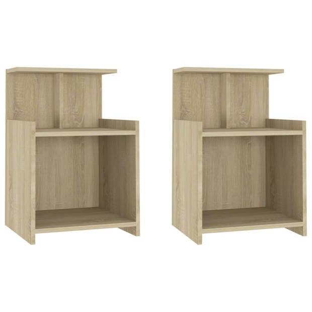 vidaXL Nachtkastjes 2 st 40x35x60 cm bewerkt hout sonoma eikenkleurig