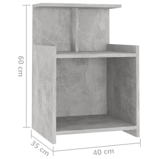 vidaXL Nachtkastjes 2 st 40x35x60 cm bewerkt hout betongrijs