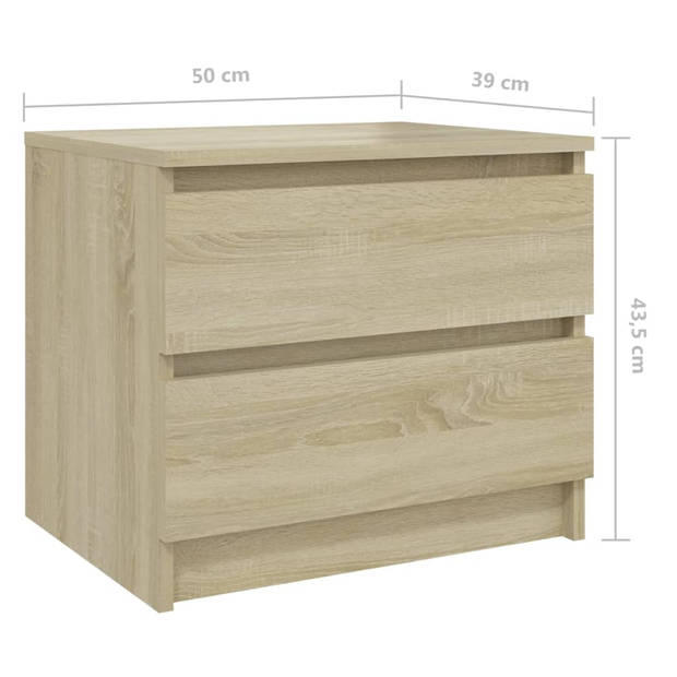 The Living Store Bedkastjes - 2-laden - Sonoma Eiken - 50x39x43.5cm