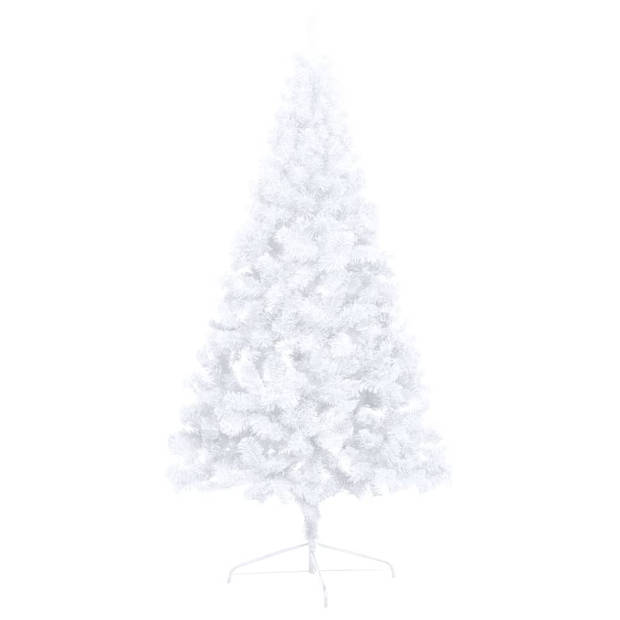 vidaXL Kunstkerstboom met verlichting en kerstballen half 240 cm wit