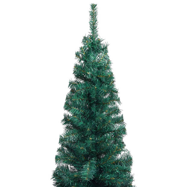 VidaXL Kunstkerstboom Met LED's En Standaard Smal 120 Cm PVC Groen ...