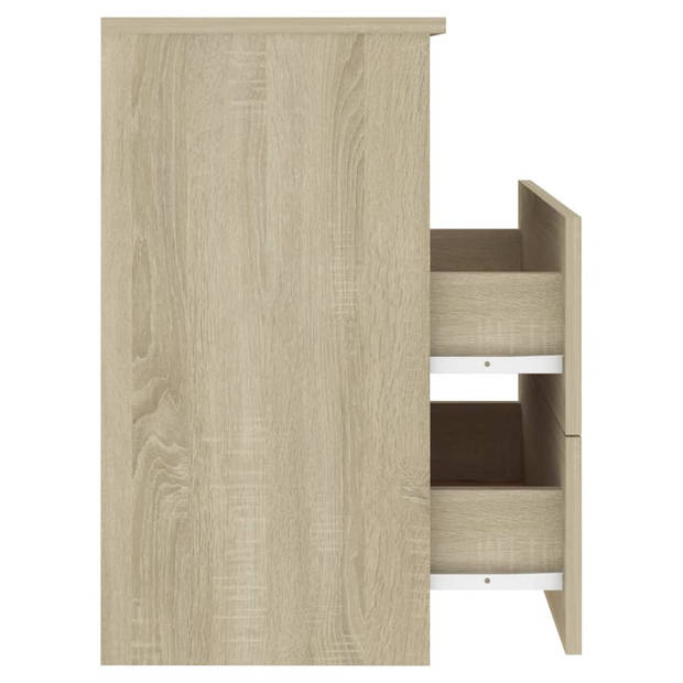 The Living Store Bedkastjes - Sonoma Eiken - 50 x 32 x 60 cm - Stabiel en stevig - 2 lades en schap - Gemakkelijk