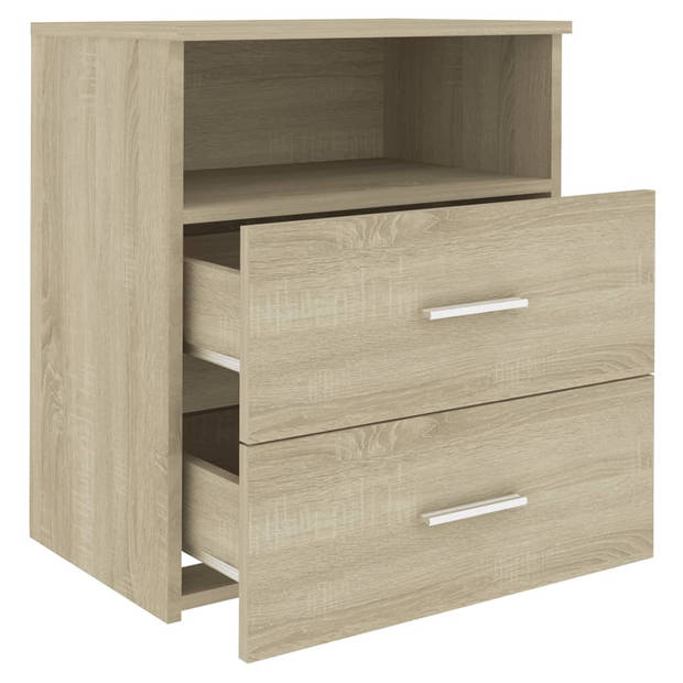 The Living Store Bedkastjes - Sonoma Eiken - 50 x 32 x 60 cm - Stabiel en stevig - 2 lades en schap - Gemakkelijk