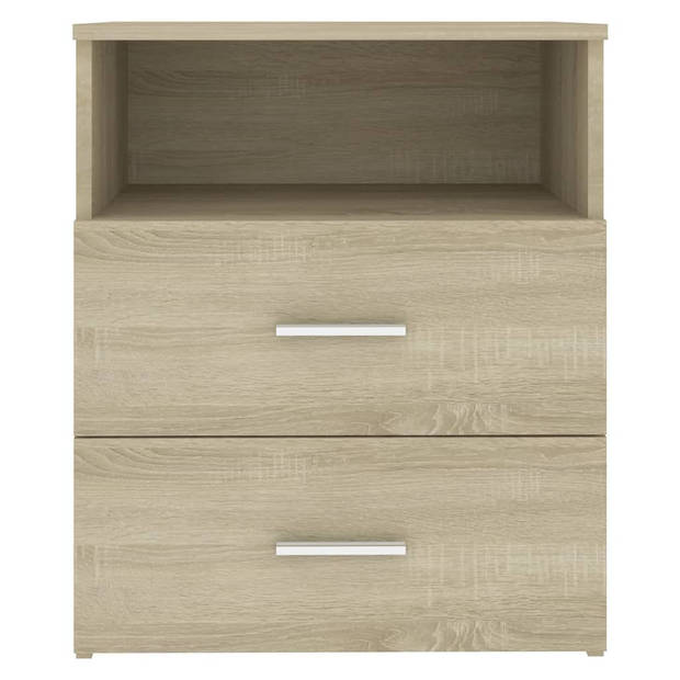 The Living Store Bedkastjes - Sonoma Eiken - 50 x 32 x 60 cm - Stabiel en stevig - 2 lades en schap - Gemakkelijk