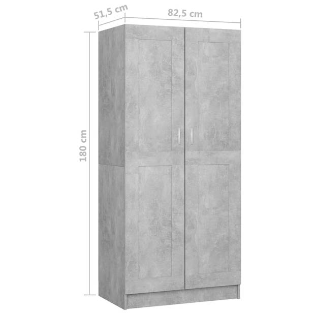 vidaXL Kledingkast 82,5x51,5x180 cm bewerkt hout betongrijs