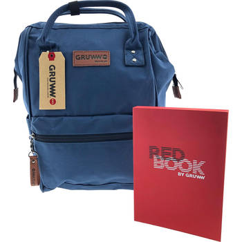 Unieke Gruww Rugzak - Inclusief gratis Notitieboek Rood - De handige laptop tas – Blue Indigo