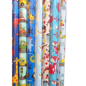 5 rollen Assortiment luxe cadeaupapier - inpakpapier voor kinderen - 200 x 70 cm