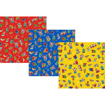 Assortiment 12 Sinterklaasinpakpapier Cadeaupapier - 200 x 70 cm - 3 rollen