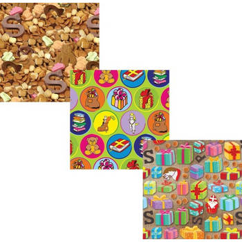 Assortiment sinterklaaspapier inpakpapier cadeaupapier - 200 x 70 cm - 6 stuks