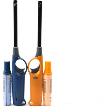 Gasaansteker met navulling 2X Geel en Blauw - HervulbareNavulbare Aansteker - Kinderbescherming - Vlamaanpassing -