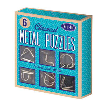 Invento metalen puzzels retr-Oh unisex blauw 6 stuks