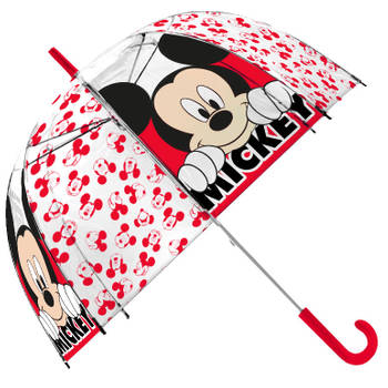Disney kinderparaplu Mickey Mouse junior 70 cm PVC wit/rood
