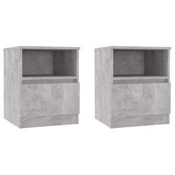 vidaXL Nachtkastjes 2 st 40x40x50 cm spaanplaat betongrijs